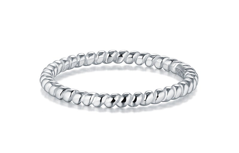 BORUO 925 Sterling Silver Ring, Twisted Eternity Band Stackable Rings 2mm Size 7 - Image 2